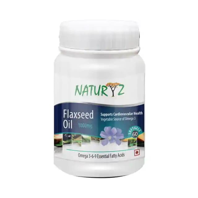 Naturyz Flaxseed Oil 1000mg Softgels (1 Bottle of 60 soft gelatin capsules)