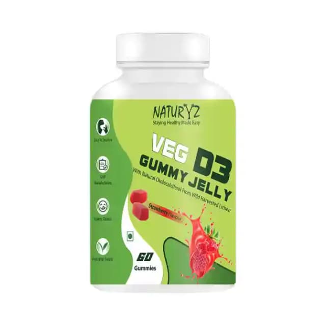 Naturyz Veg D3 Gummy Jelly Strawberry (1 Bottle of 60 gummies)