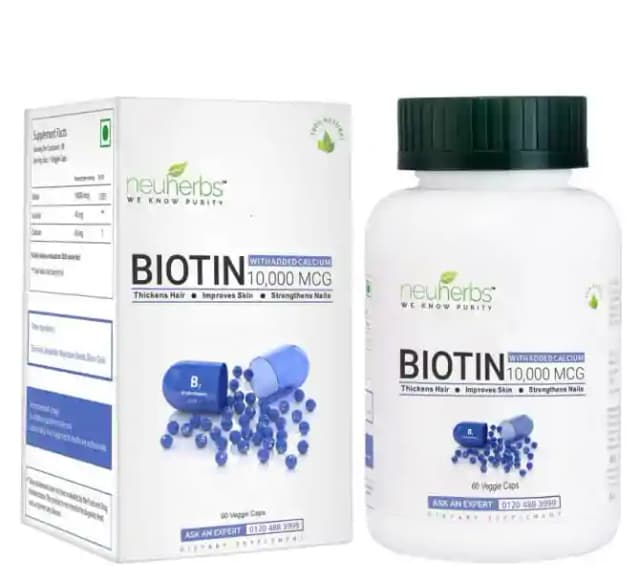 Neuherbs Biotin 10000 mcg Veg (1 Bottle of 60 capsules)