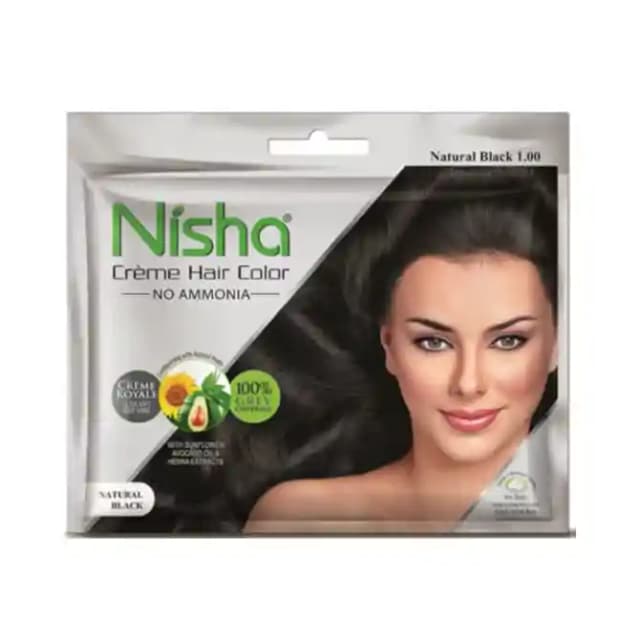 Nisha Creme Hair Color Black (1 Packet Of 40 gm Cream)