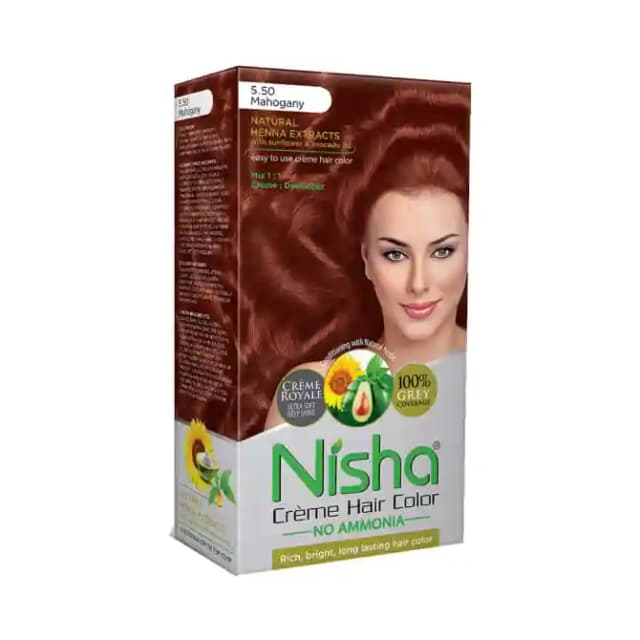 Nisha Creme Hair Color Mahogany (1 Box Of 120 gm Cream)