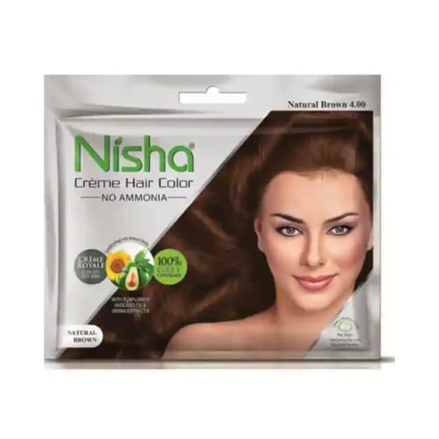 Nisha Creme Hair Color Natural Brown (1 Packet Of 40 gm Cream)