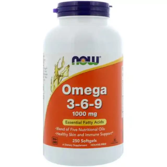 NOW Foods Omega 3 6 9 1000mg Softgels (1 Bottle of 250 soft gelatin capsules)