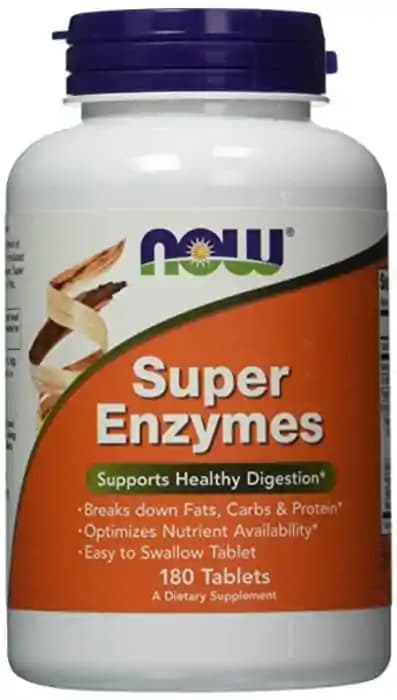 NOW Foods Super Enzymes (1 Bottle of 180 tablets)