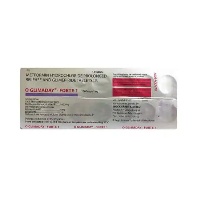 O Glimaday Forte 1 PR (14 tablets pr in 1 strip)