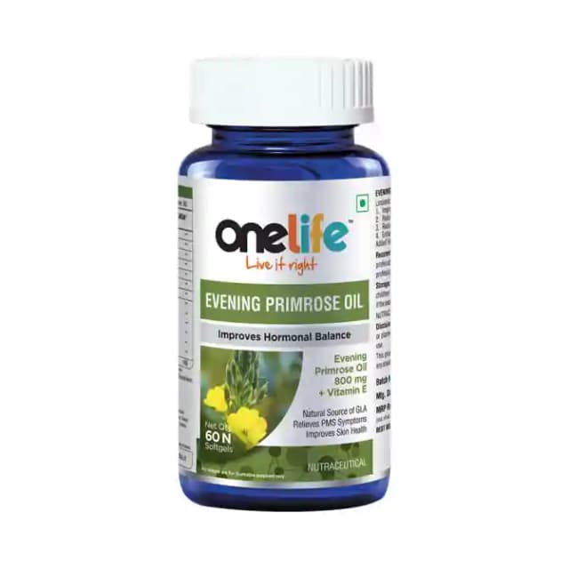 OneLife Evening Primose Oil Softgels (1 Bottle of 60 soft gelatin capsules)