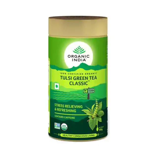 Organic India Tulsi Green Tea Classic (1 Box Of 100 gm Granules)