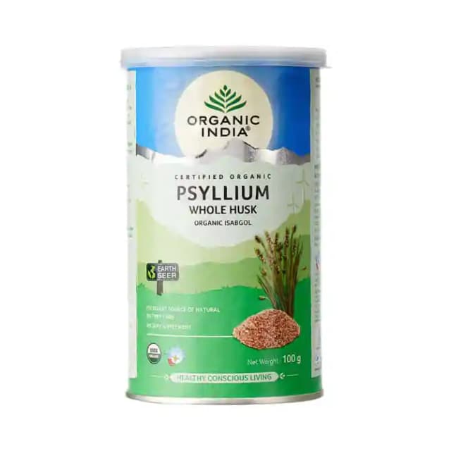 Organic India Whole Husk Psyllium (1 Bottle of 100 gm Powder)