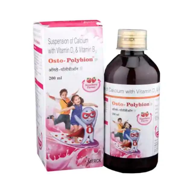 Osto Polybion D Syrup Strawberry (1 Bottle of 200 ml Syrup)
