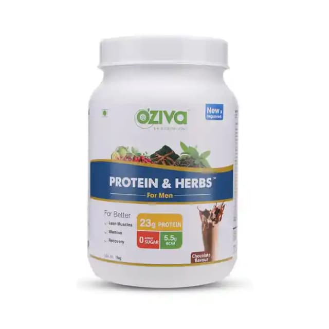 Oziva Protein & Herbs for Men Chocolate (1 Box Of 1 kg Powder)