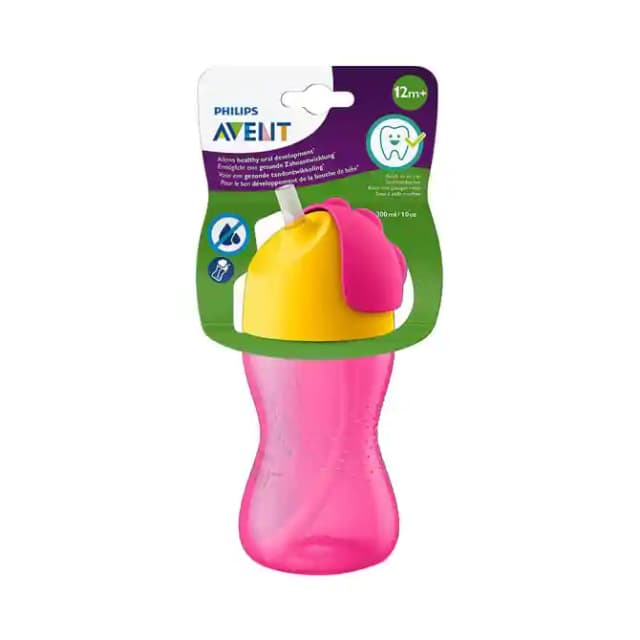 Philips Avent Straw Cup Pink (1 Packet Of 300 ml Cup)