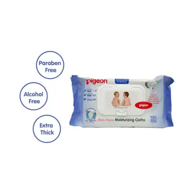 Pigeon Baby Wipes Moisturizing Cloths (1 Pop Up Box Of 70 wipes)