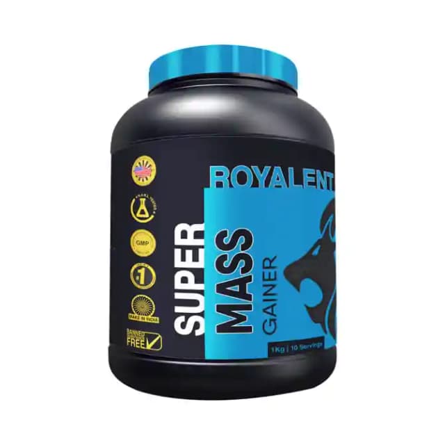 Royalent Super Mass Gainer Strawberry (1 Jar Of 1 kg Powder)