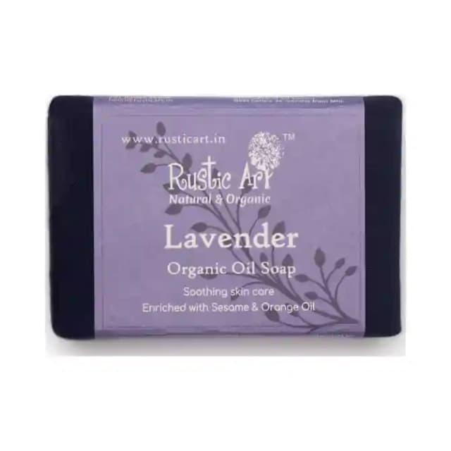 Rustic Art Organic Oil Soap Lavender (1 Packet Of 100 gm Soap)