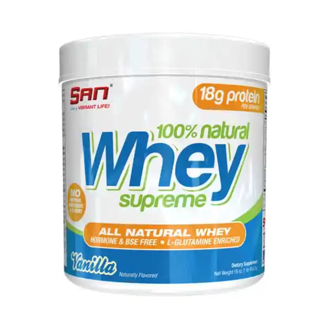 SAN 100% Natural Whey Supreme Vanilla (1 Box Of 0.98 lb Powder)