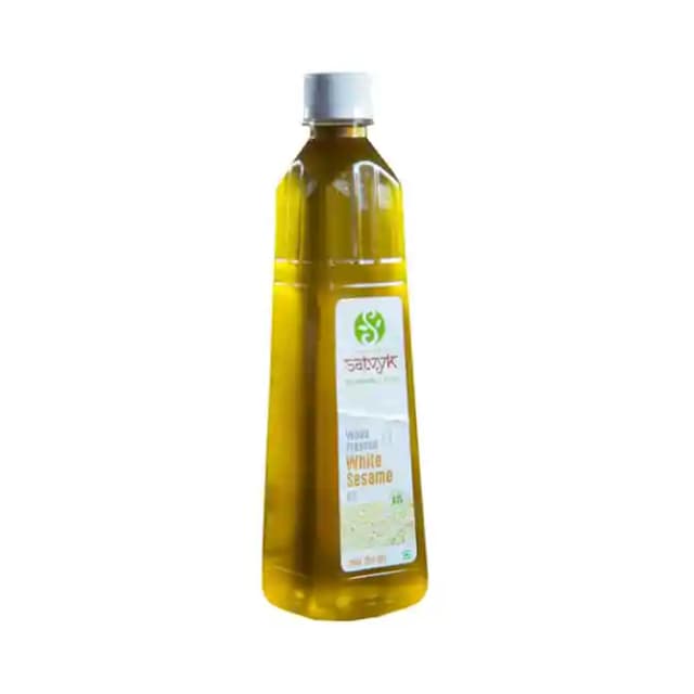Satvyk Wood Pressed White Sesame Oil (1 Bottle of 1000 ml Oil)
