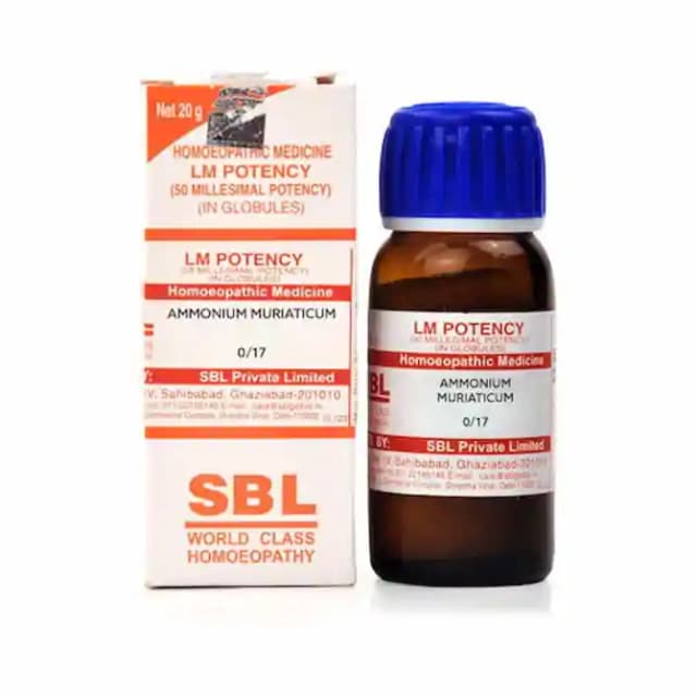 SBL Ammonium Muriaticum 0/17 LM (1 Bottle of 20 gm Globules)