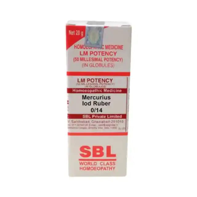 SBL Mercurius Iod Ruber 0/14 LM (1 Bottle of 20 gm Globules)