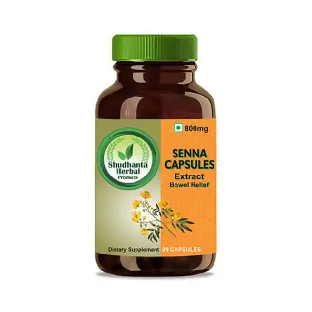 Shudhanta Herbal Senna 800mg (1 Bottle of 90 capsules)