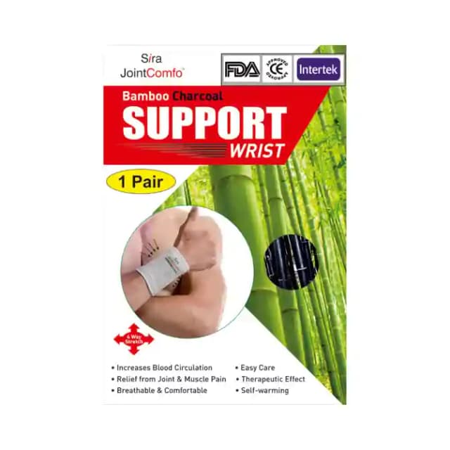 Sira Bamboo Charcoal Wrist Support (1 Packet Of 2 wrist bands)