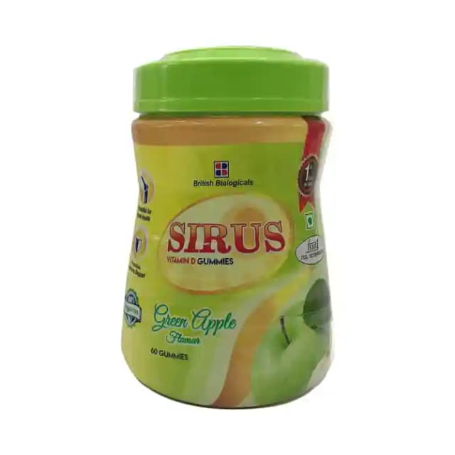 Sirus Vitamin D Gummy Green Apple (1 Jar Of 60 gummies)