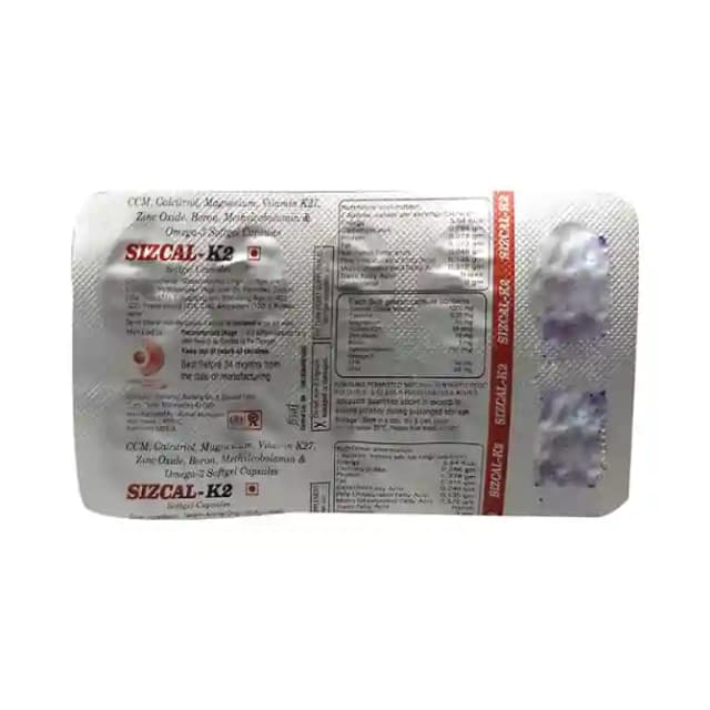 Sizcal K2 Softgel (1 Strip Of 10 soft gelatin capsules)