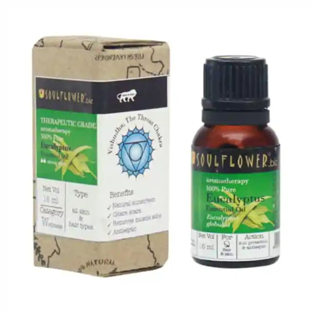 Soulflower Eucalyptus Essential Oil (1 Bottle of 15 ml Oil)