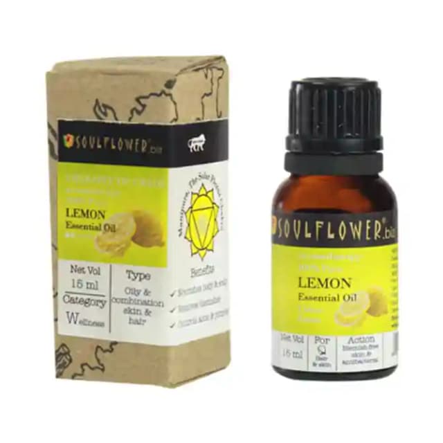Soulflower Lemon Essential Oil (1 Bottle of 15 ml Oil)