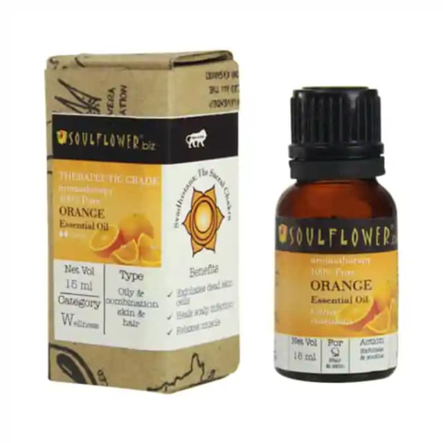 Soulflower Orange Essential Oil (1 Bottle of 15 ml Oil)