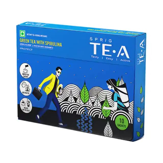 Sprig Green Tea with Spirulina (1 Box Of 10 Sachets)