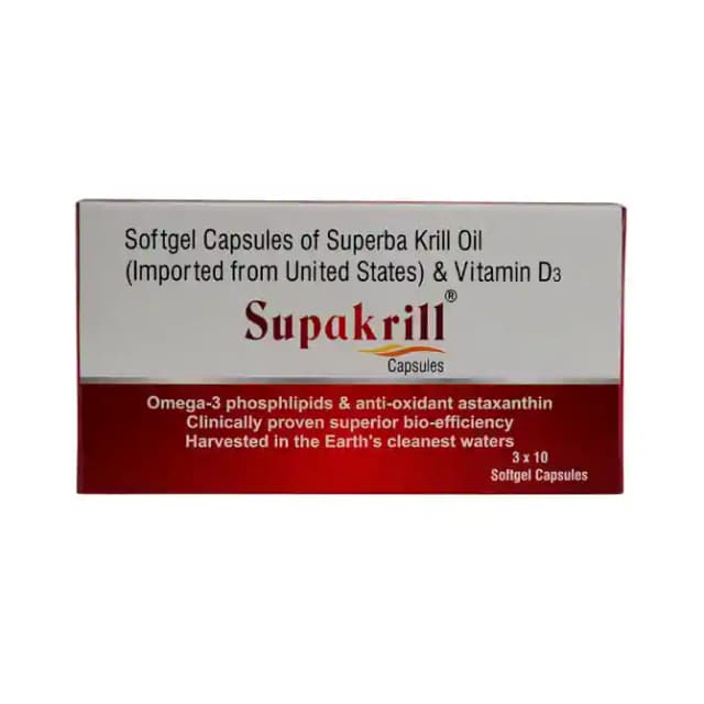 Supakrill Soft Gelatin (1 Strip Of 10 soft gelatin capsules)