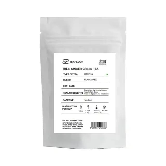 Teafloor Green Tea Tulsi Ginger (1 Packet Of 100 gm Tea)