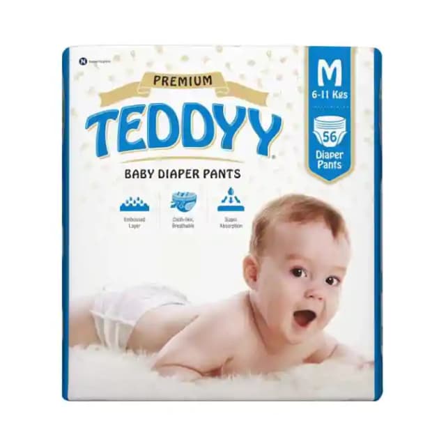 Teddy Premium Baby Diaper Pants Medium (1 Packet Of 56 pieces)