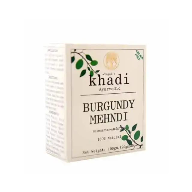 Vagads Khadi Mehndi Powder Burgundy (1 Box Of 100 gm Powder)