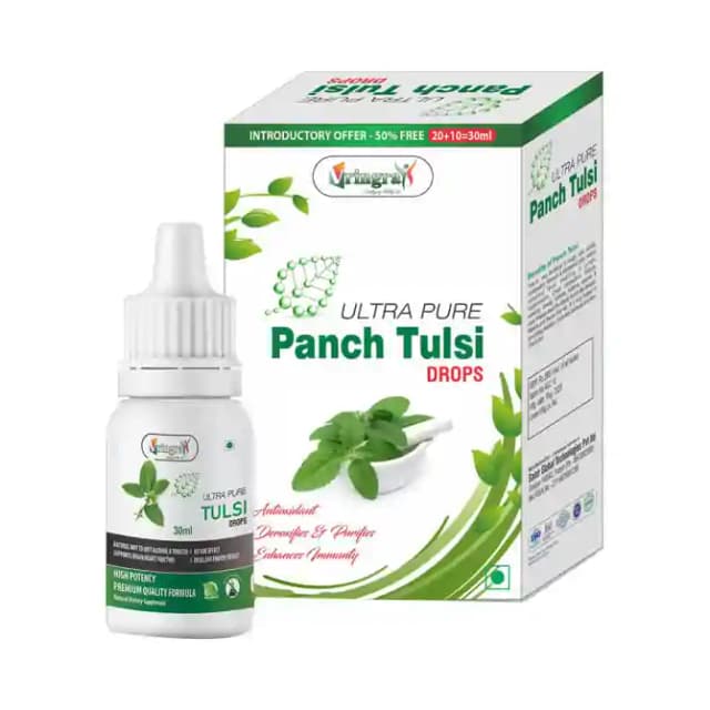 Vringra Ultra Pure Panch Tulsi Drops (1 Bottle of 30 ml Drop)