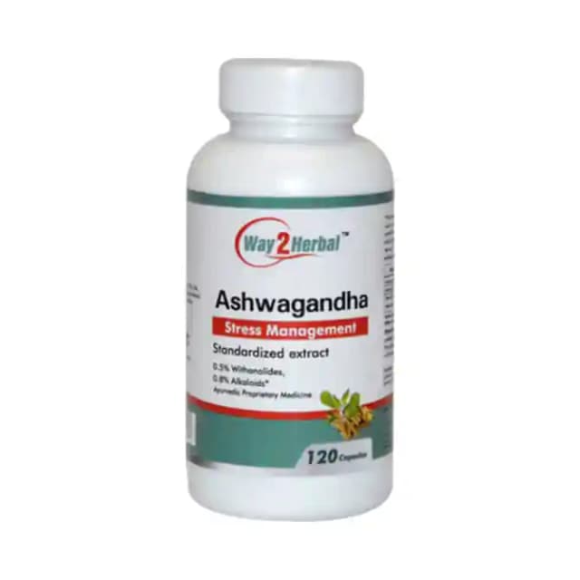 Way2Herbal Ashwagandha (1 Bottle of 120 capsules)