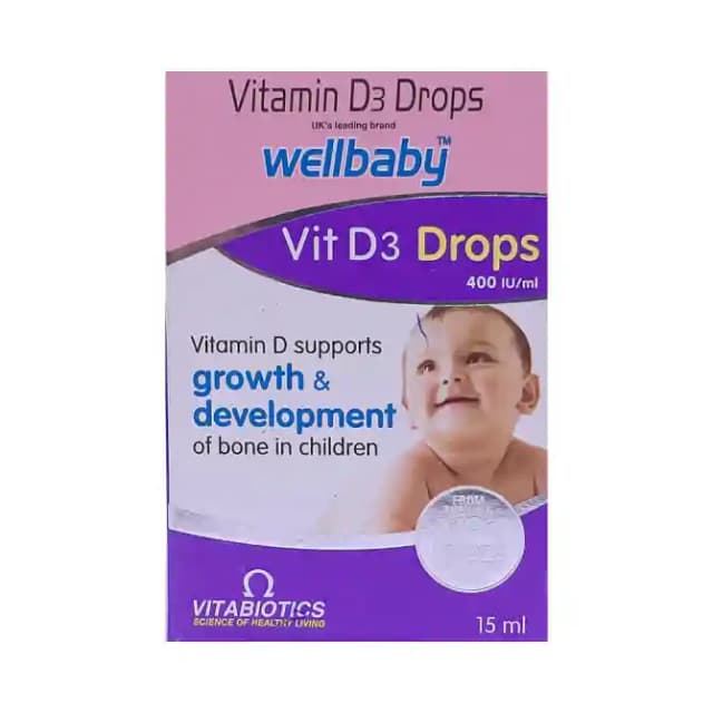 Wellbaby Vit D3 Oral Drops (1 Bottle of 15 ml Oral Drops)